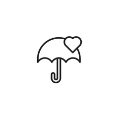 Umbrella with a heart simple line art icon symbol of love protection