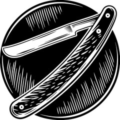 cut throat razor (linocut style)