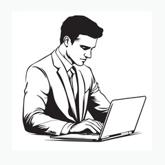 businessman working on laptop