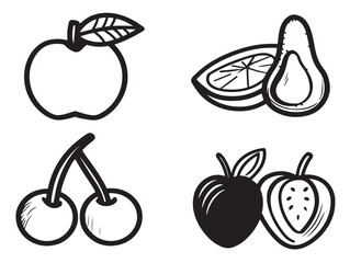 Colorful assorted fruit icons in clean vector
