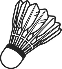 Shuttlecock Line Icon – Minimal Badminton Vector for Sports, Games, and Equipment Design