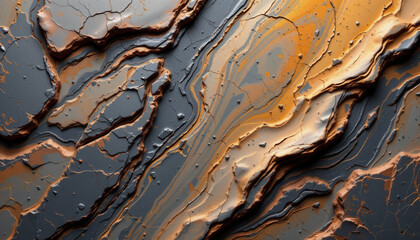 High quality abstract texture featuring flowing lines and patterns in shades of orange, gray, and brown. surface appears cracked and layered, evoking sense of depth and movement
