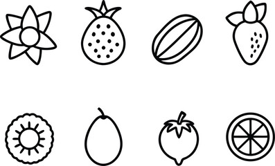 Minimal Fruit Line Icons Set  Editable Vector Outline Food Symbols