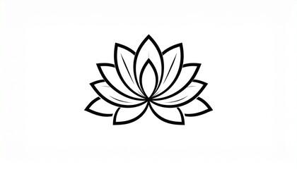 Obraz premium A symmetrical, minimal black lotus flower icon on a white background, perfect for yoga, spa, or wellness logos and designs