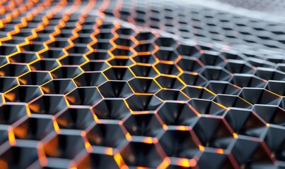 Abstract honeycomb structure with hexagonal cells and geometric design