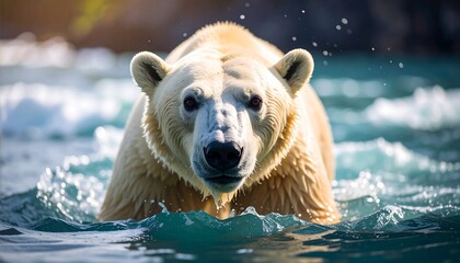 Polar bear in water, close-up