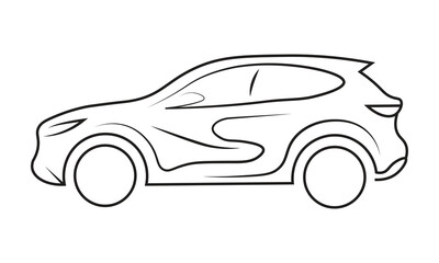 Modern Car Line Art – Minimalist Vehicle Outline Illustration