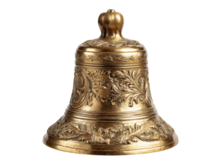Ornate gold bell antique design decorative metal, Isolated On White Background, Png Transparent