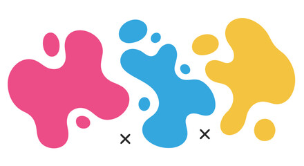 Colorful abstract liquid shapes. Vector illustration of modern paint blobs and splashes isolated on a white background.