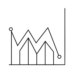 Black line graph with peaks and valleys line chart