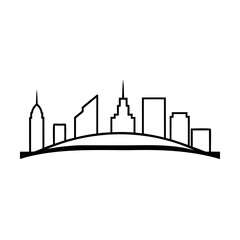 Cityscape skyline silhouette with varied building heights