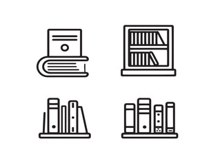 Minimal library design icons in clean vector