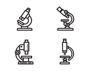 Laboratory microscope illustrations in clean vector format