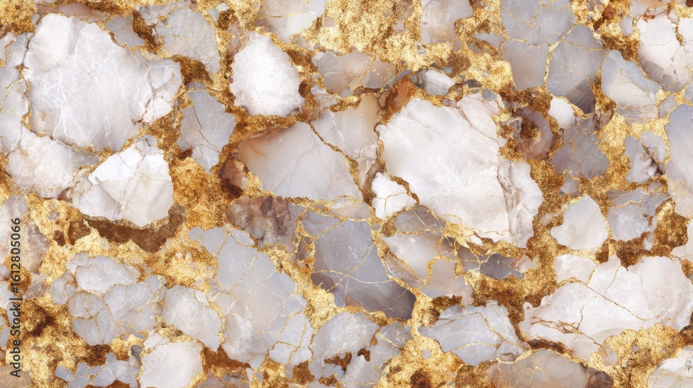 Poster the marble surface features intricate patterns of light and dark shades with veins of gold running t
