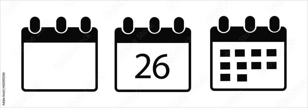 Poster calendar icons collection - vector. calendar symbols isolated. line style icon. flat icon. editable 