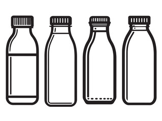 Milk carton and bottle icons in flat vector