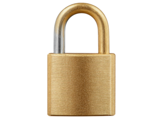 Gold padlock security safety privacy protection lock, Isolated On White Background, Png Transparent