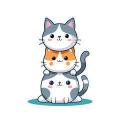 Cats tower on white background.