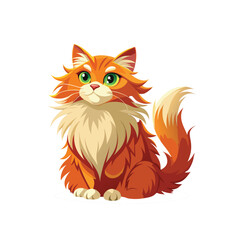 A cartoon illustration of an orange cat on white background.