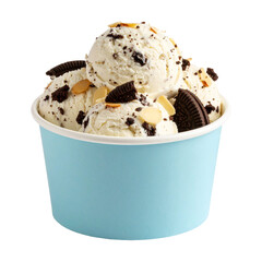 Cookies and Cream Ice Cream in Paper Cup on transparent background