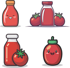 Cartoon bottle of ketchup illustration material
