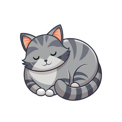 Vector of cute tabby grey striped cat sleeping on white background.