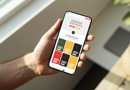 Mobile Phone Screen Mockup in Hand