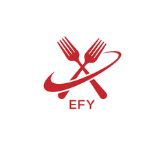 Modern EFY Fork Logo Design for Restaurant or Food Business Branding. EFY Letter Logo.
