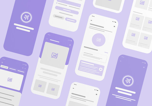 Travel Mobile Apps Wireframe UI Kit Design