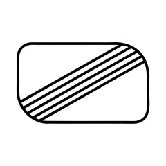 Black diagonal stripes on white rounded rectangle lines