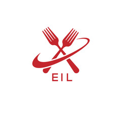 Modern EIL Fork Logo Design for Restaurant or Food Business Branding. EIL Letter Logo.

