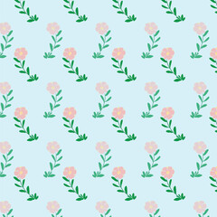 Floral pattern of small flowers and leaves for fabric	