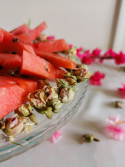 Fresh Watermelon Slices on Elegant Table Setting