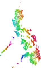 Rainbow sketch outline map of Philippines 