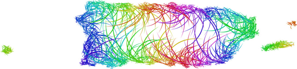 Rainbow sketch outline map of Puerto Rico 