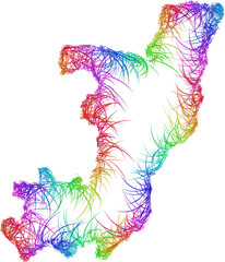 Rainbow sketch outline map of Republic of Congo 