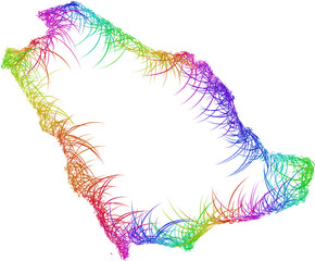 Rainbow sketch outline map of Saudi Arabia 
