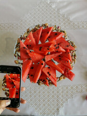 Fresh Watermelon Slices on Elegant Table Setting