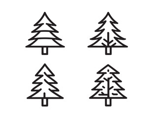 Artistic pine tree illustrations with seasonal vibe