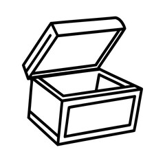 Open rectangular container with lid storage