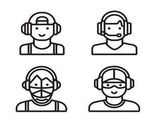 Assorted player icons in clean vector outline style