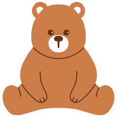 Hand drawn brown bear cartoon illustration 