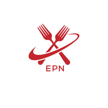 Modern EPN Fork Logo Design for Restaurant or Food Business Branding. EPN Letter Logo.
