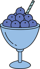 Delicious blueberry frozen yogurt with fresh fruit bits in a clear glass