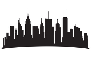 Fototapeta premium Black and white silhouette of a city skyline with diverse skyscrapers urban