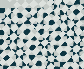Abstract seamless pattern with hand drawn overlapping organic grid, square, diamond and triangular shapes in shades of gray and dark teal, Modern and versatile, ideal for contemporary design