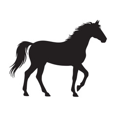 Black silhouette of a horse in motion on a white background vector