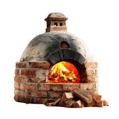 Obraz premium Brick oven with a fire burning inside