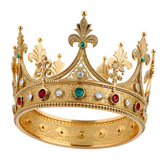 Radiant golden crown adorned with precious jewels signifies ultimate royalty and success