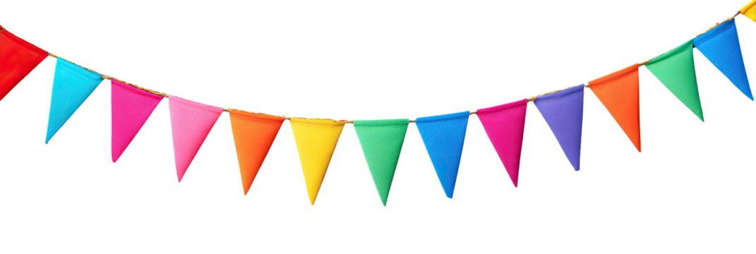 Colorful triangular pennants strung together